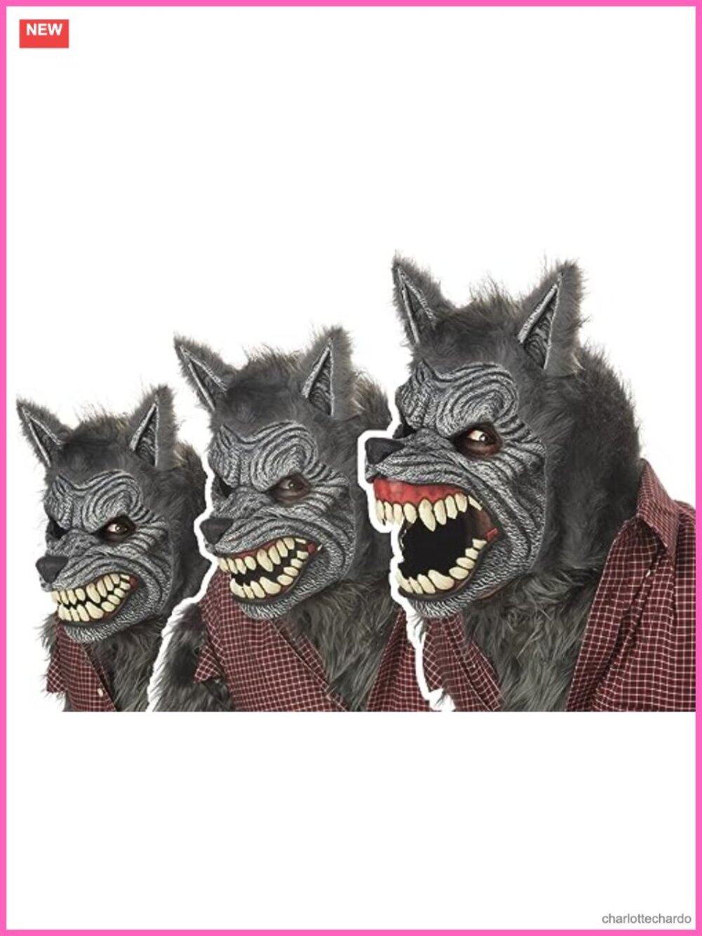 Werewolf Ani-Motion Mask Faux Fur Hood Adjustable Strap Halloween Costume